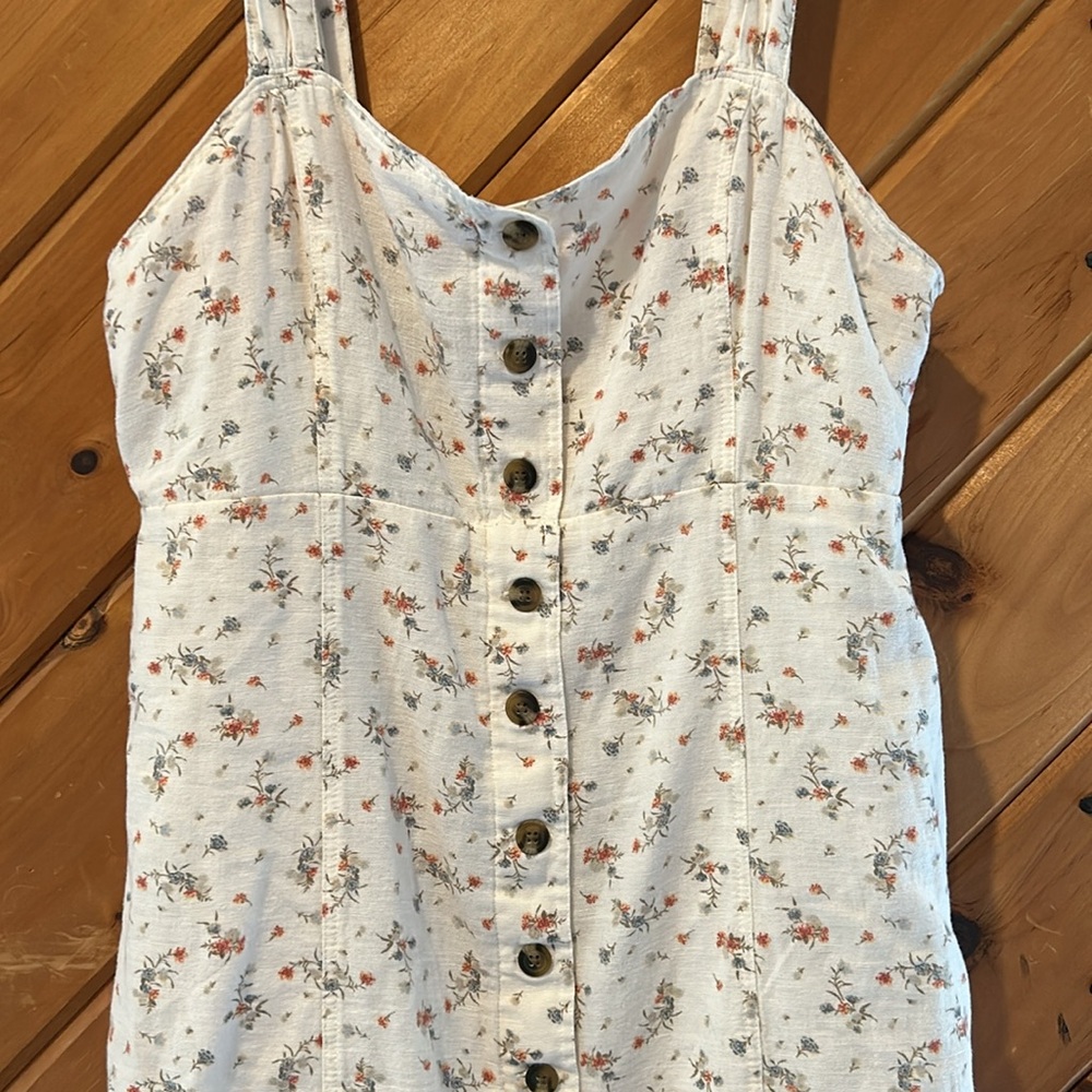 American Eagle floral button up linen blend dress - Picture 3 of 7